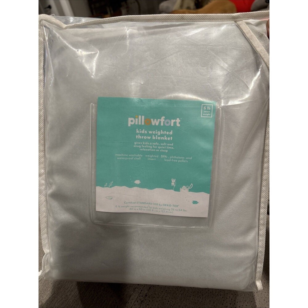 Pillowfort 60"x40" Kids 6 lbs Weighted Blanket Waterproof Removable Cover Gray